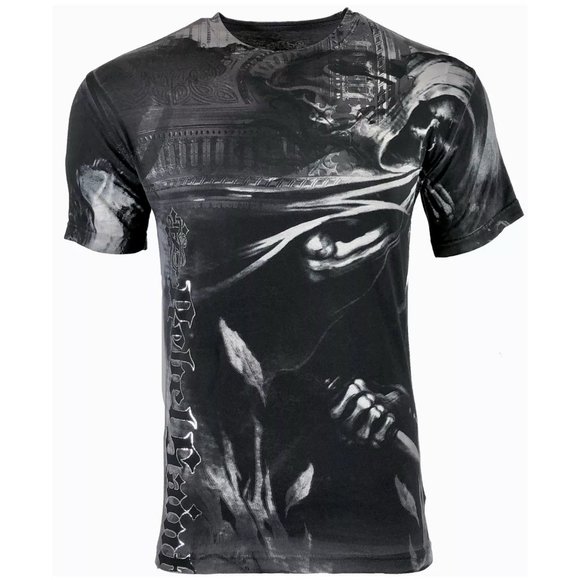 Rebel Saints by Affliction Men's T-shirt DARK DEATH Biker Skull Tattoo S-5XL - Picture 3 of 8